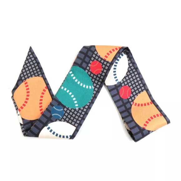 HERMES Twilly Ribbon Scarf Gray/Multicolor Silk - - Picture 3 of 7